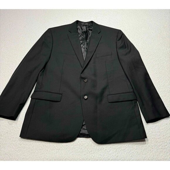 Lauren Ralph Lauren Mens Coat Suit Jacket Two-Button Notch 100%Wool Black 46 R
